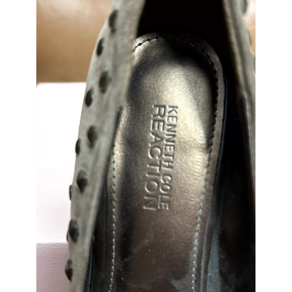 Kenneth Cole Reaction Womens Leather Upper Wedge Studs 7.5M Mid Heel Punk - Picture 4 of 11